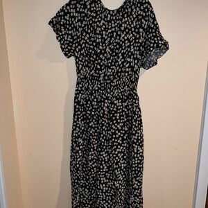 Floral Black and White Dress